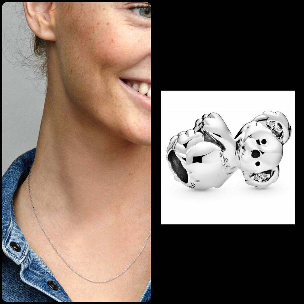 NEW Pandora‎ Sterling Silver Cable Chain Necklace & Koala Charm Bundle Gift Set